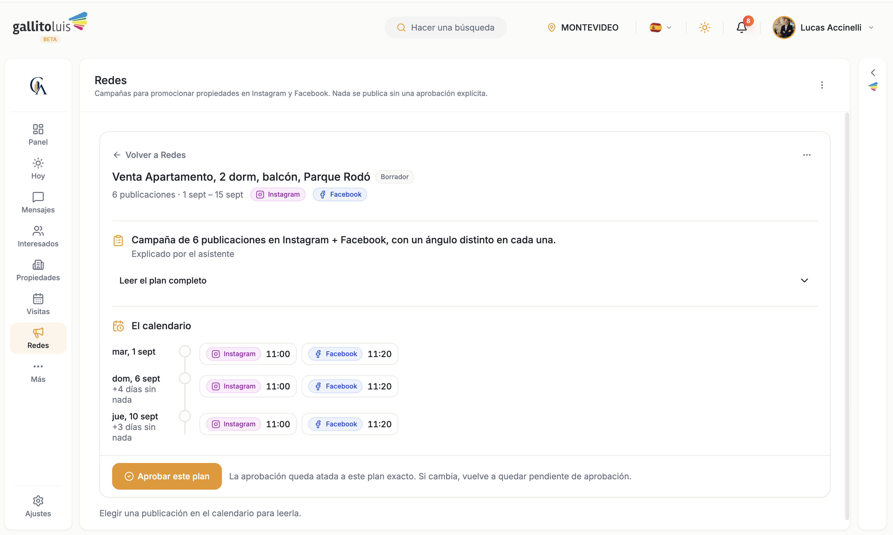 Plan de campaña con calendario y estrategia propuesta